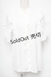 axes femme POETIQUE / レースラッフルブラウス  白 S-25-06-11-028-AX-BL-AS-ZS