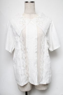画像1: axes femme POETIQUE / レースビッグ襟Tシャツ  オフ S-25-06-11-029-AX-TO-AS-ZS