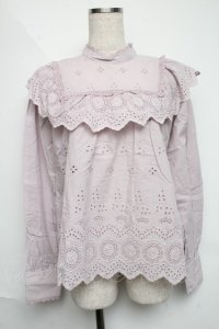 axes femme POETIQUE / 刺繍レースフリルブラウス  ピンク S-25-06-11-032-AX-TO-AS-ZI