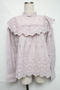 画像1: axes femme POETIQUE / 刺繍レースフリルブラウス  ピンク S-25-06-11-032-AX-TO-AS-ZS