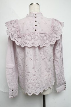 画像2: axes femme POETIQUE / 刺繍レースフリルブラウス  ピンク S-25-06-11-032-AX-TO-AS-ZS
