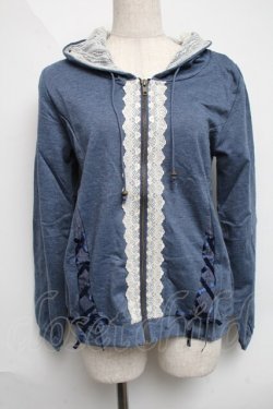 画像1: axes femme / レースアップパーカー  ブルー S-25-06-11-034-AX-TO-AS-ZS