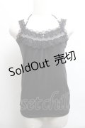 axes femme / クロスストラップビジューフラワータンク  黒 S-25-06-11-035-AX-TO-AS-ZS