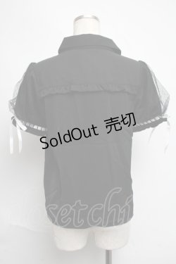 画像2: axes femme POETIQUE / ベルベットリボン半袖ブラウス  黒 S-25-06-11-036-AX-BL-AS-ZS