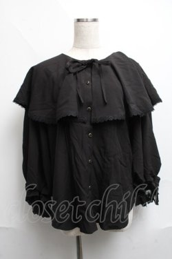 画像1: axes femme POETIQUE / ビッグフリルカラーブラウス  黒 S-25-06-11-037-AX-BL-AS-ZS