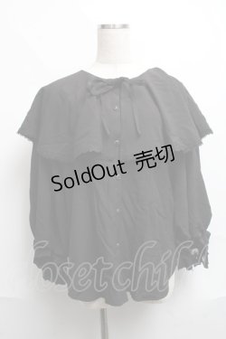 画像1: axes femme POETIQUE / ビッグフリルカラーブラウス  黒 S-25-06-11-037-AX-BL-AS-ZS