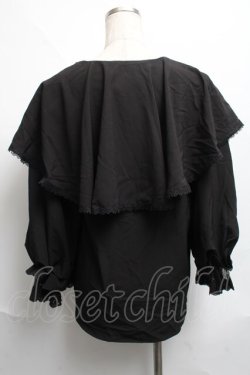 画像2: axes femme POETIQUE / ビッグフリルカラーブラウス  黒 S-25-06-11-037-AX-BL-AS-ZS
