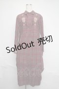 axes femme / 刺繍チェックシャツワンピース  ワイン S-25-06-12-046-AX-OP-HR-ZI