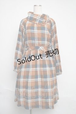 画像1: axes femme / オフタートルチェックワンピース  ベージュ S-25-06-12-049-AX-OP-HR-ZS