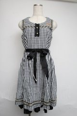 axes femme POETIQUE / ギンガムセーラーワンピース  黒ｘ白 S-25-06-12-054-AX-TO-HR-ZS