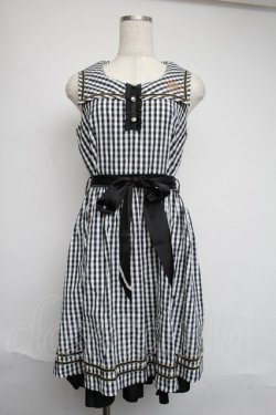 画像1: axes femme POETIQUE / ギンガムセーラーワンピース  黒ｘ白 S-25-06-12-054-AX-TO-HR-ZS
