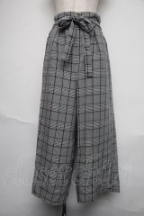 axes femme / リボン付チェックワイドパンツ  グレー S-25-06-12-062-AX-PA-AS-ZI