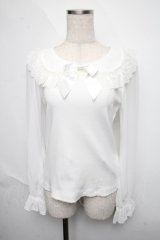 BABY,THE STARS SHINE BRIGHT / シフォン衿のうさみみプルオーバー  白 S-25-06-12-018-BA-TO-AS-ZS