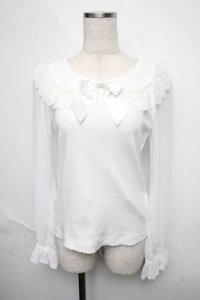 BABY,THE STARS SHINE BRIGHT / シフォン衿のうさみみプルオーバー  白 S-25-06-12-018-BA-TO-AS-ZS