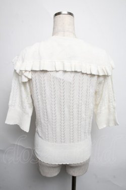 画像2: axes femme POETIQUE / 透かし編みビッグ襟ニットカーディガン  オフ S-25-06-12-021-AX-TO-AS-ZS