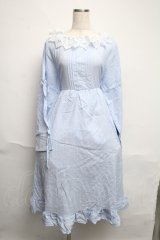 Cherirulu Chocola / 襟レースフリルワンピース 3L サックス S-25-06-12-030-LO-OP-HR-ZS