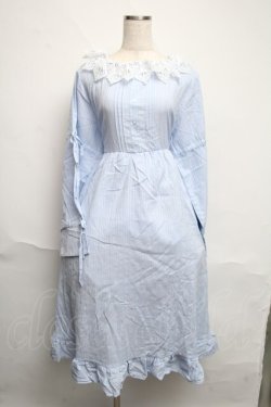 画像1: Cherirulu Chocola / 襟レースフリルワンピース 3L サックス S-25-06-12-030-LO-OP-HR-ZS