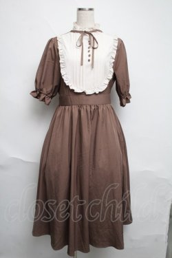 画像1: m petit by misako / ナシジムジキリカエワンピース  ブラウン S-25-06-12-033-LO-OP-HR-ZS