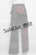 MAD / プラップ付きパンツ  黒ｘ赤 S-25-06-17-055-PU-PA-AS-ZS