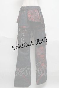 MAD / プラップ付きパンツ  黒ｘ赤 S-25-06-17-055-PU-PA-AS-ZS