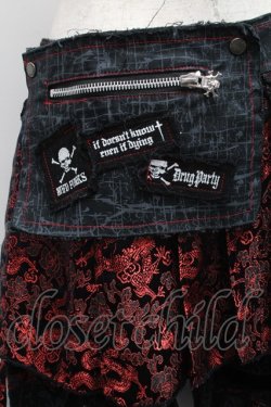 画像3: MAD / プラップ付きパンツ  黒ｘ赤 S-25-06-17-055-PU-PA-AS-ZS