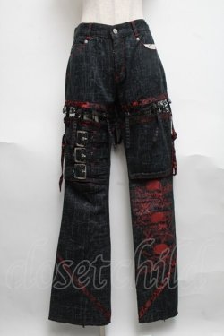 画像4: MAD / プラップ付きパンツ  黒ｘ赤 S-25-06-17-055-PU-PA-AS-ZS