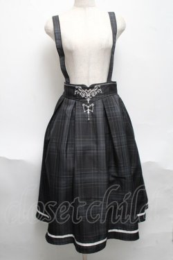 画像1: axes femme / カードル刺繍サス付タックスカート  グレー S-25-06-17-058-AX-SK-HR-ZS