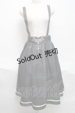 画像1: axes femme / カードル刺繍サス付タックスカート  グレー S-25-06-17-058-AX-SK-HR-ZS