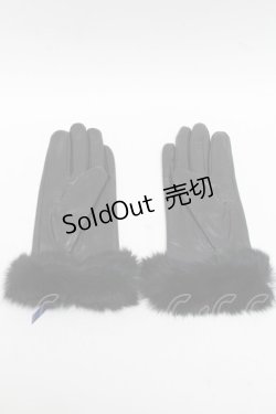 画像2: Moi-meme-Moitie / 羊革×ラビットファーグローブ  黒 S-25-06-17-011-MO-ZA-HR-ZS