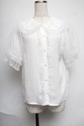 axes femme kawaii / ドットチュール半袖ブラウス  白 S-25-06-17-017-AX-BL-HR-ZS