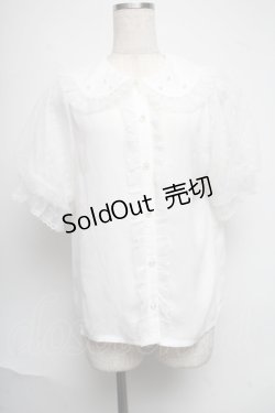 画像1: axes femme kawaii / ドットチュール半袖ブラウス  白 S-25-06-17-017-AX-BL-HR-ZS