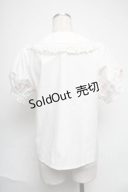 画像2: axes femme kawaii / 梯子レース半袖ブラウス  白ｘピンク S-25-06-17-018-AX-BL-HR-ZS