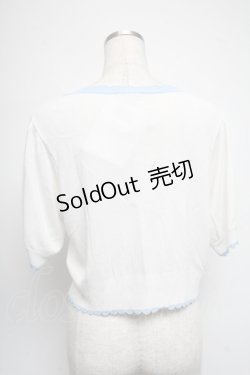 画像2: axes femme kawaii / クマ柄半袖ニットカーディガン  白ｘサックス S-25-06-17-020-AX-TO-HR-ZS