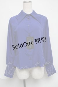 Moi-meme-Moitie / 蝙蝠カラーブラウス  青 S-25-06-17-025-MO-BL-HR-ZS