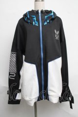 ililil / あのねコラボサイバージャージパーカー  黒ｘ白 S-25-06-17-028-PU-TO-AS-ZS