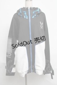 ililil / あのねコラボサイバージャージパーカー  黒ｘ白 S-25-06-17-028-PU-TO-AS-ZS