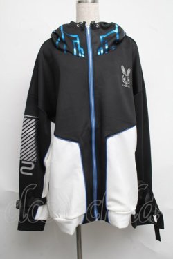 画像1: ililil / あのねコラボサイバージャージパーカー  黒ｘ白 S-25-06-17-028-PU-TO-AS-ZS