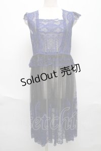 Moi-meme-Moitie / moi meme moitie baroqueChurch & Roses 〜透き徹る秘めやかに交錯する薔薇園の聖壇〜レースダブリエ  黒ｘ青 S-25-06-17-031-MO-OP-HR-ZS