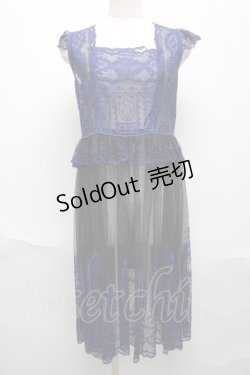 画像1: Moi-meme-Moitie / moi meme moitie baroqueChurch & Roses 〜透き徹る秘めやかに交錯する薔薇園の聖壇〜レースダブリエ  黒ｘ青 S-25-06-17-031-MO-OP-HR-ZS