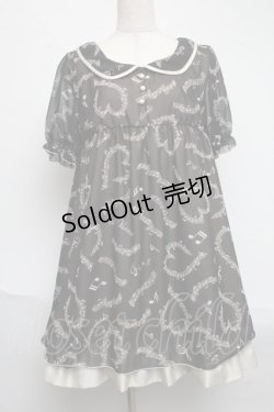画像1: Fi.n.t / 音符柄ワンピース  黒ｘオフ S-25-06-19-044-CA-OP-AS-ZS