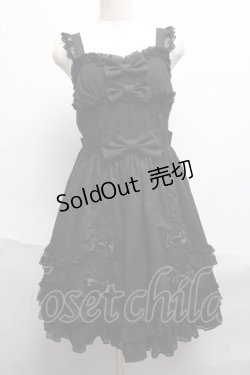 画像1: Angelic Pretty / メアリーロマンスDollジャンパースカート  黒 S-25-06-19-046-AP-OP-HR-ZS