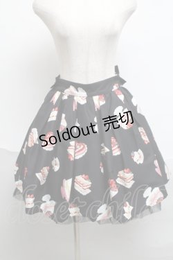 画像1: Ank Rouge / アニバーサリーケーキプリントスカート  黒 S-25-06-19-059-CA-SK-AS-ZS