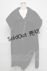 alice auaa / ビッグ襟ロングジップパーカー  黒 S-25-06-19-1008-AA-BL-HR-ZS