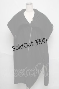 alice auaa / ビッグ襟ロングジップパーカー  黒 S-25-06-19-1008-AA-BL-HR-ZS