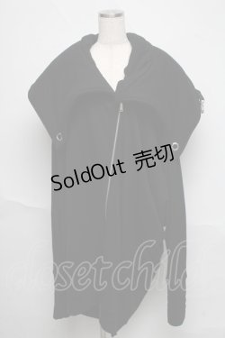 画像1: alice auaa / ビッグ襟ロングジップパーカー  黒 S-25-06-19-1008-AA-BL-HR-ZS