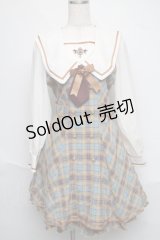 Amavel / クラシカルチェックセーラーワンピース  イエロー S-25-06-19-1014-CA-OP-AS-ZS
