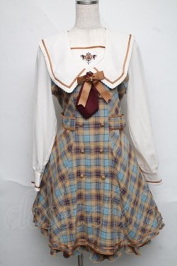 画像1: Amavel / クラシカルチェックセーラーワンピース  イエロー S-25-06-19-1014-CA-OP-AS-ZS
