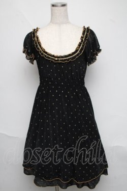 画像1: HYSTERIC GLAMOUR / スカル柄シフォンワンピース  黒 S-25-06-19-1017-PU-OP-HR-ZS