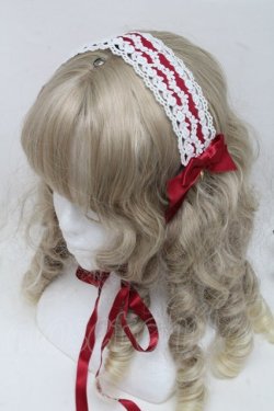 画像1: BABY,THE STARS SHINE BRIGHT / お花レースの小さなリボンヘッドドレス  エンジｘ白 S-25-06-19-1039-BA-AC-HR-ZS