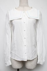 E hyphen world gallery / セーラーブラウス  白 S-25-06-19-013-LO-BL-AS-ZS